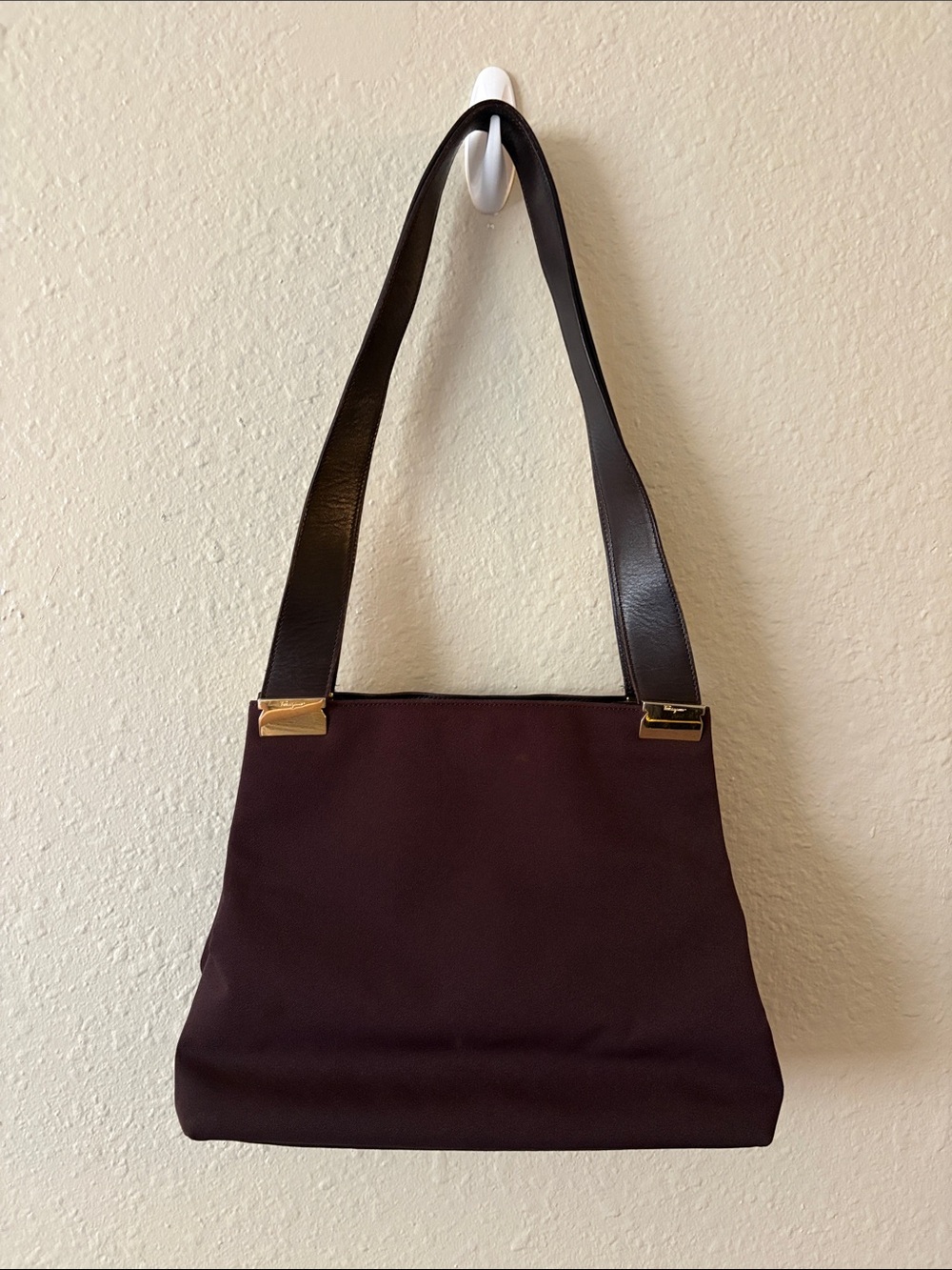 Salvatore Ferragamo Vintage Chocolate Brown Shoulder Bag with Gold Hardware